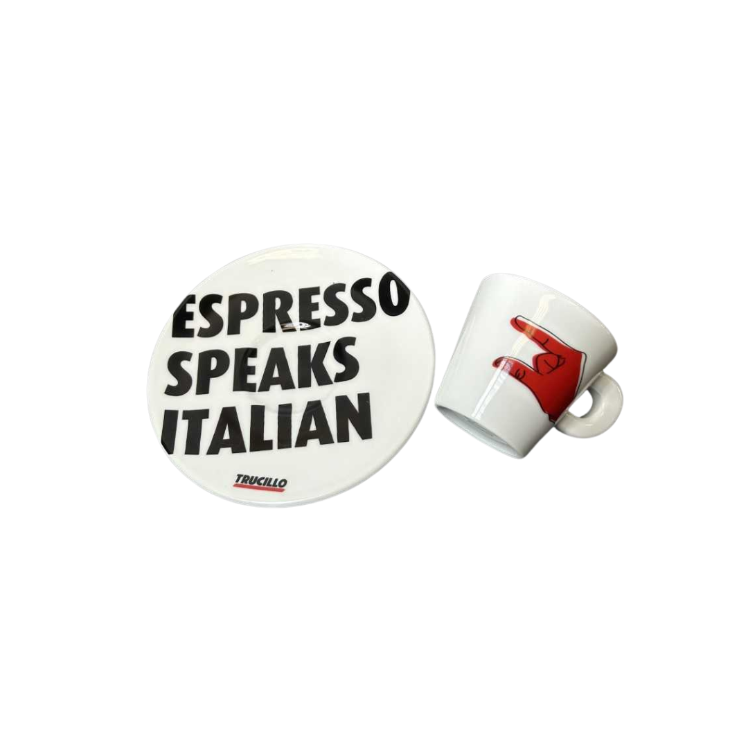 Caffe Trucillo Espresso Speaks Italian Cup & Saucer