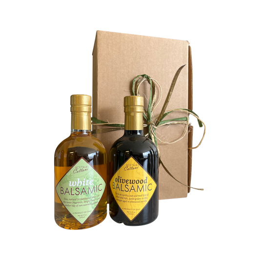 Cattani Duo Gift Set Cattani White Balsamic 250ML and Cattani Olivewood Balsamic 250ML with Brown Rustic Box and Ribbon CAT-023