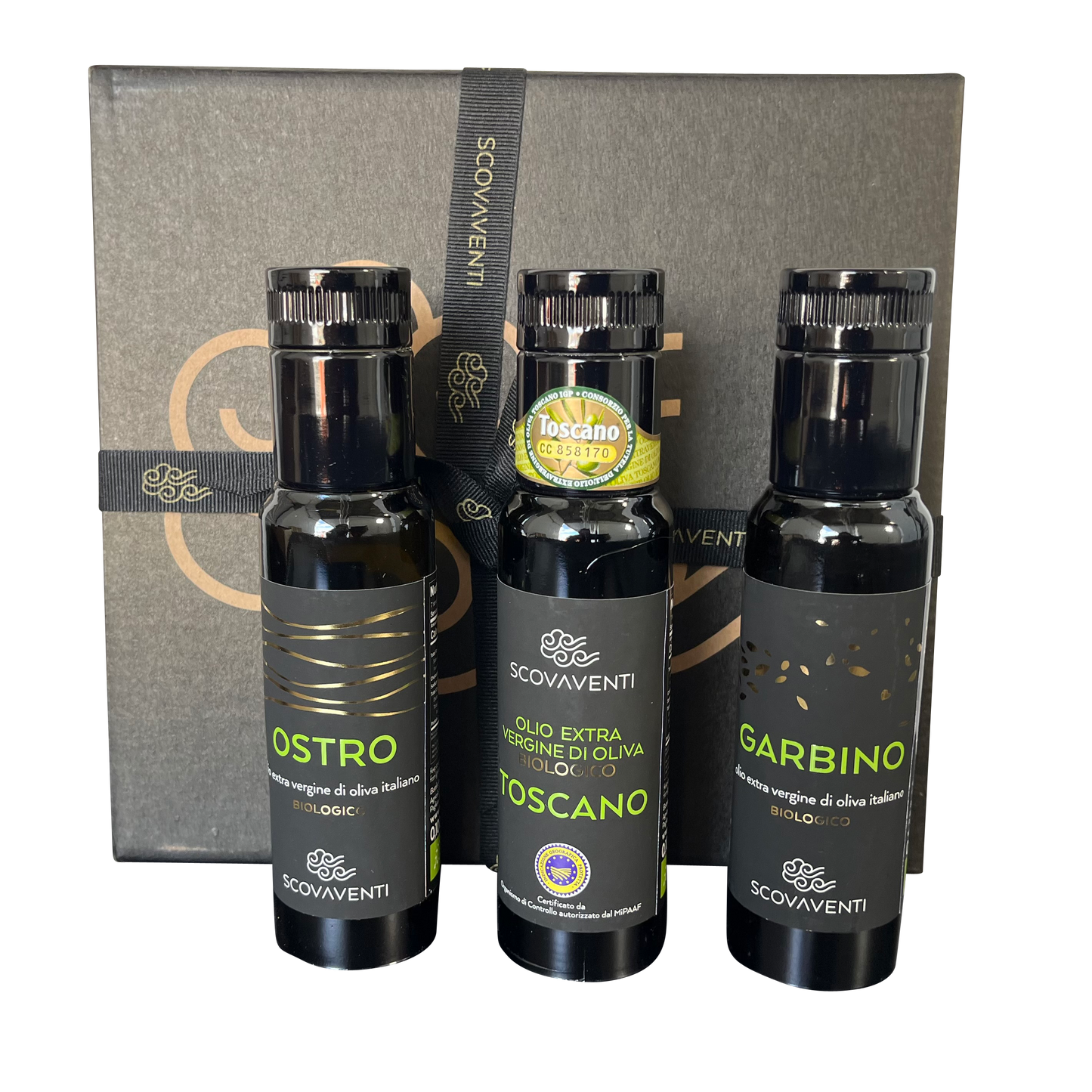 Scovaventi Extra Virgin Olive Oil Gift Set Tris Sampler (3 x 100ml) Bottles