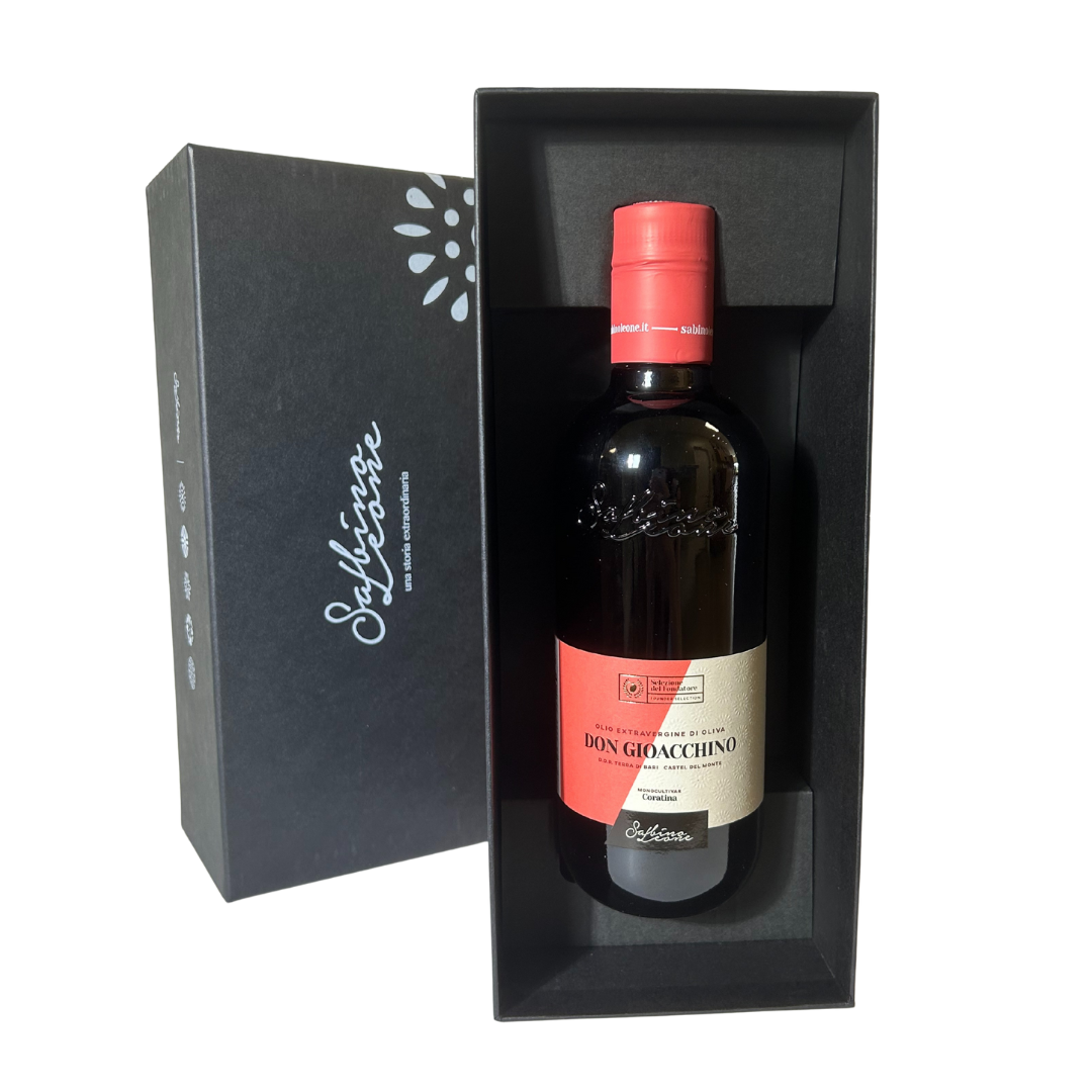 Sabino Leone Don Gioacchino DOP Terra di Bari Castel del Monte Olive Oil inside Box