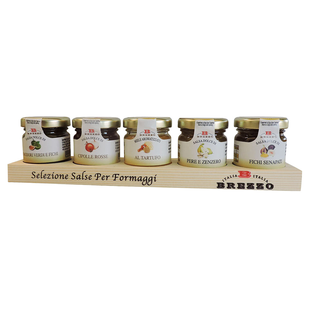 Brezzo Mixed Condiments for Cheese, with Wood Tray HOL-037