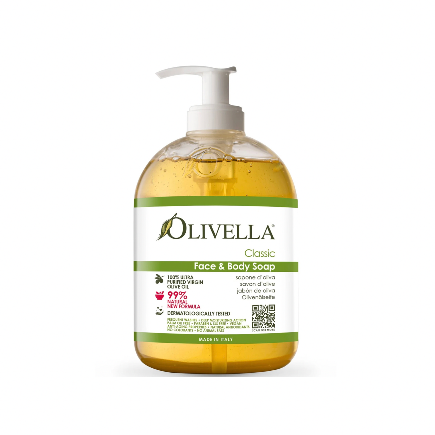 Olivella Classic Face + Body Liquid Soap - Pump OLL-006