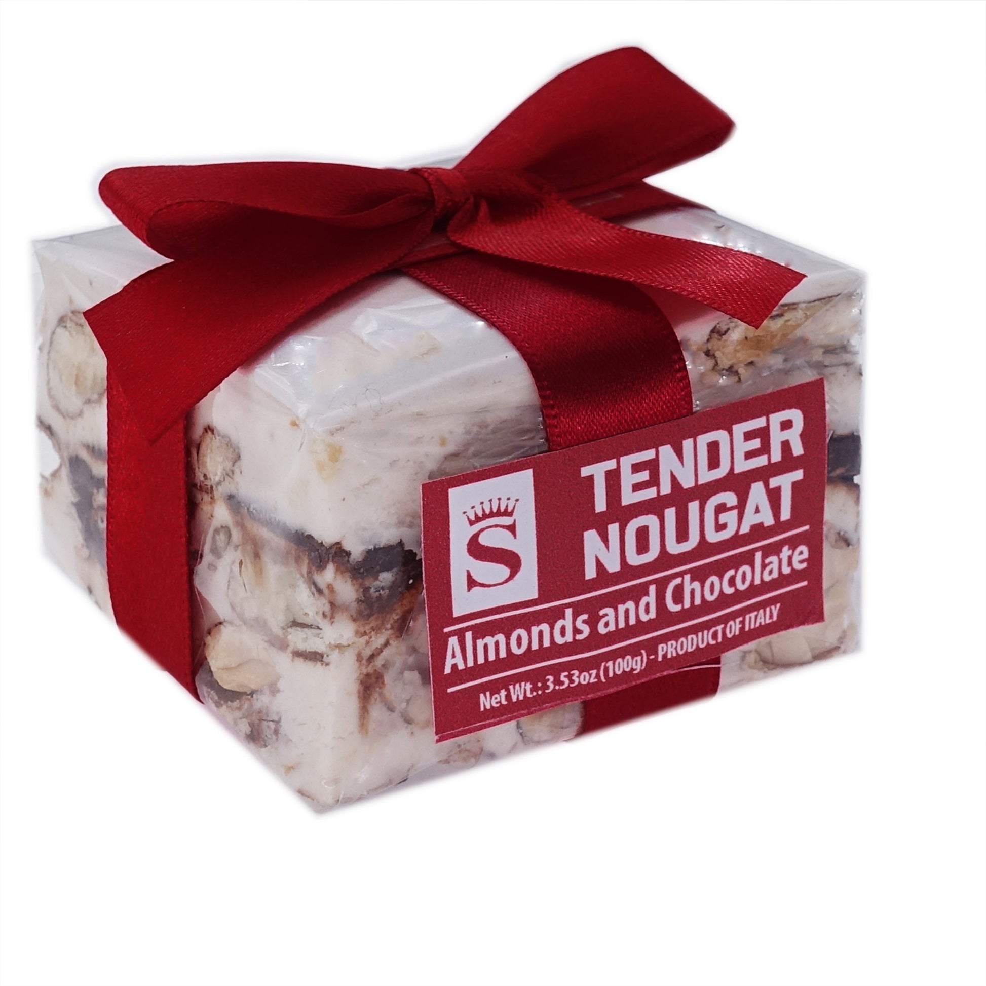 Torrone Tender Nougat Cube with Almonds and Chocolate