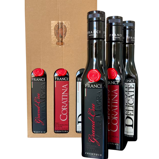 Frantoio Franci Extra Virgin Olive Oil Gift Set in Gift Box (3 bottles) 250 ML