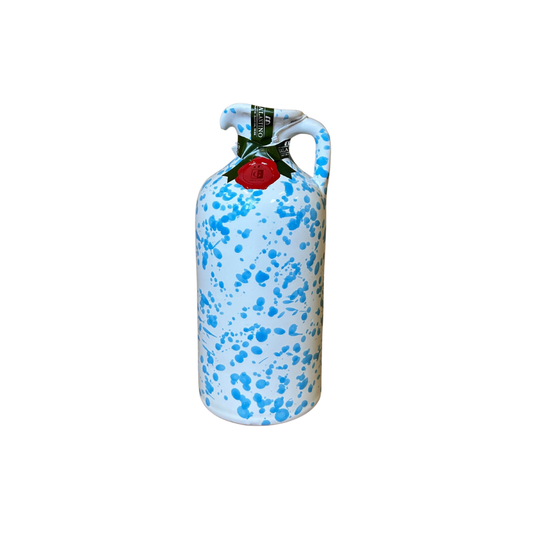 Galantino Extra Virgin Olive Oil with Fantasia Sky Blue Ceramic Jug