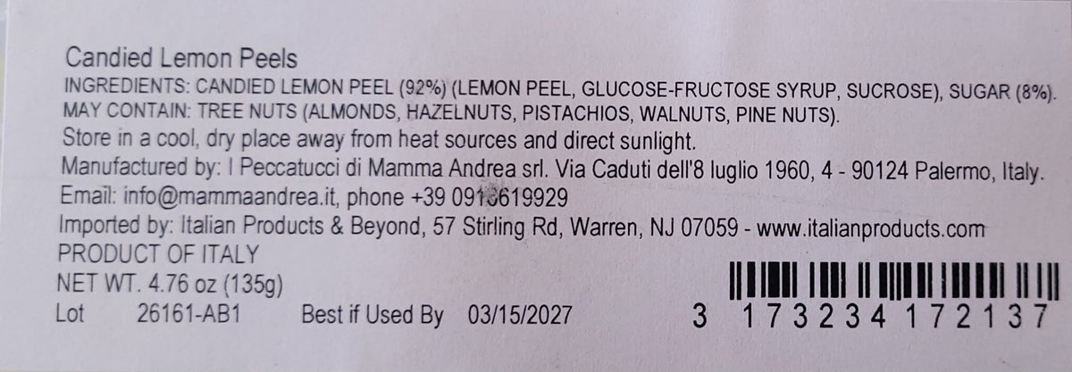 Lemon Peels Nutrition Facts