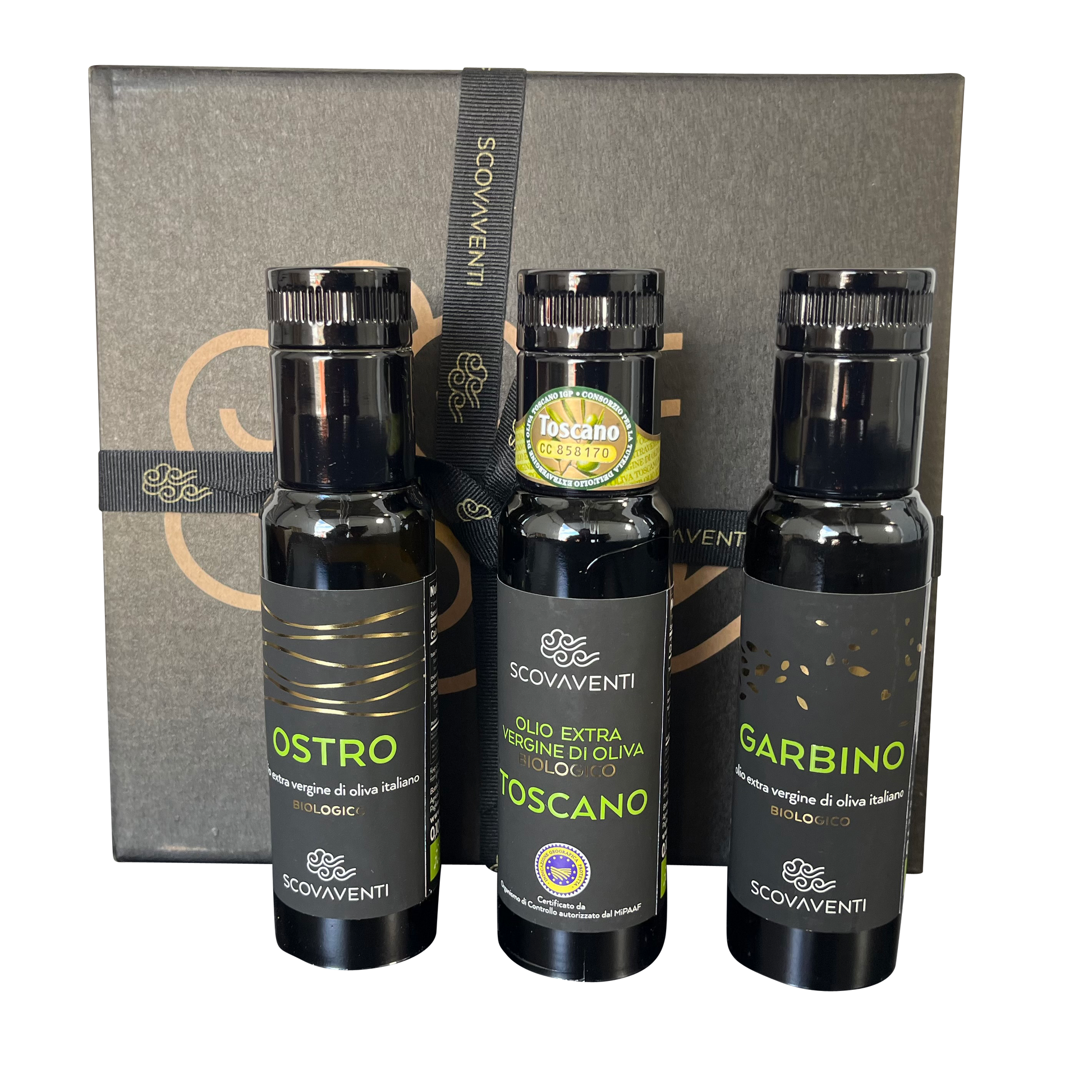 Scovaventi Extra Virgin Olive Oil Gift Set Tris Sampler (3 x 100ml) Bottles