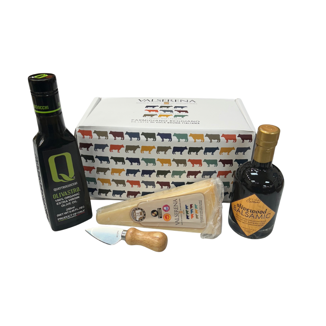Valserena Parmigiano Reggiano DOP Gift Set with Quattrociocchi Olivastro EVOO