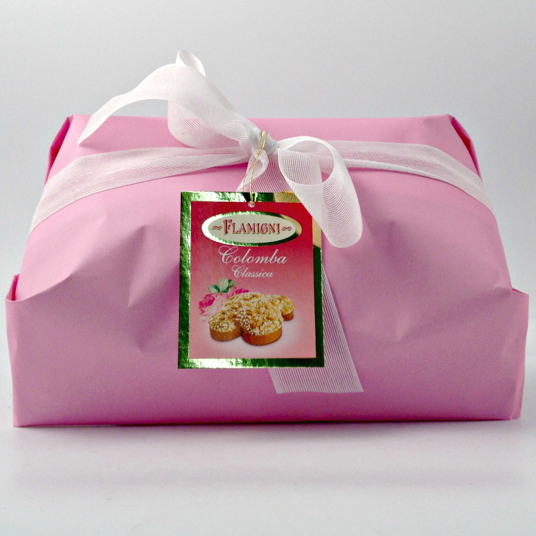 Colomba Cake from Piemonte in Pink Paper with White Ribbon HOL-011